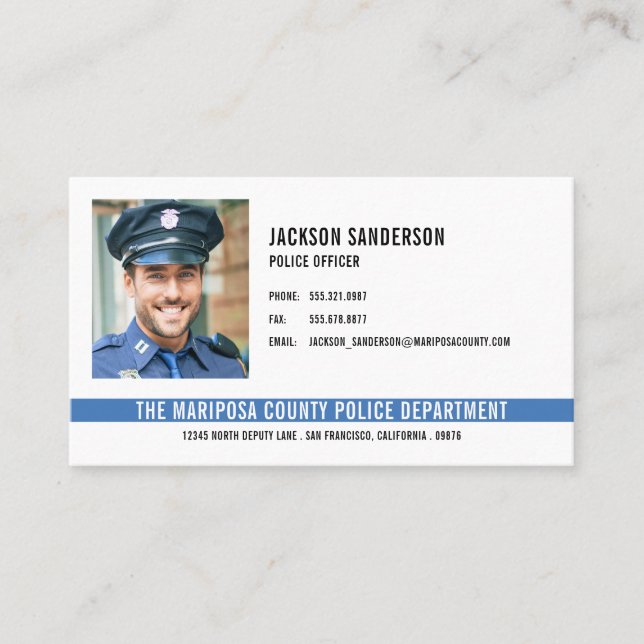 Police Officer Department Law Enforcement Photo Business Card (Front)