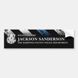 Police Officer Department Thin Blue Line Logo Bumper Sticker