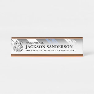Police Officer Department Thin Blue Line Logo Desk Name Plate