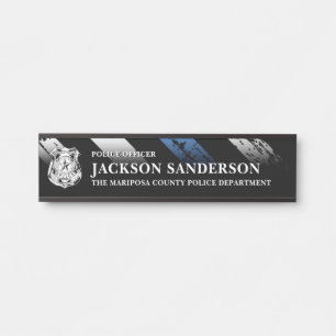 Police Officer Department Thin Blue Line Logo Door Sign