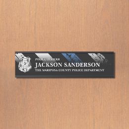 Police Officer Department Thin Blue Line Logo Door Sign