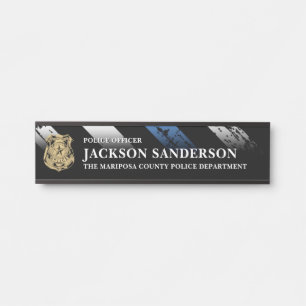 Police Officer Department Thin Blue Line Logo Door Sign