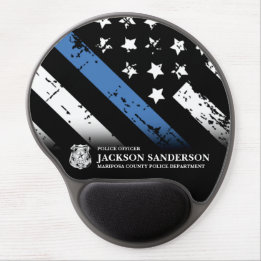 Police Officer Department Thin Blue Line Logo Gel Mouse Mat