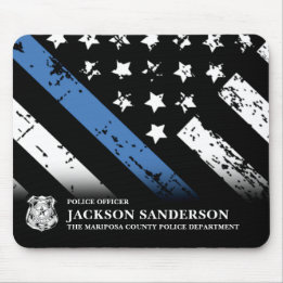 Police Officer Department Thin Blue Line Logo Mouse Mat