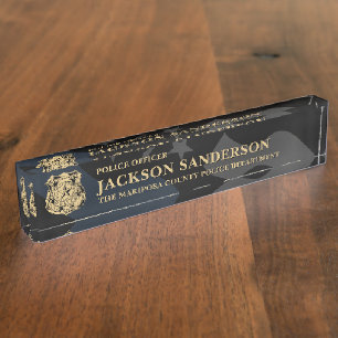 Police Officer Department Thin Blue Line Logo Nameplate