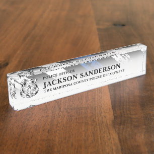 Police Officer Department Thin Blue Line Logo Nameplate