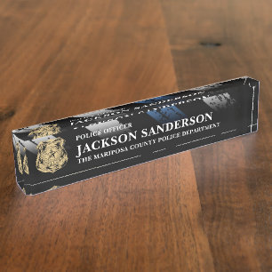 Police Officer Department Thin Blue Line Logo Nameplate