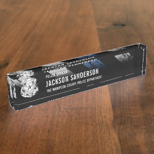Police Officer Department Thin Blue Line Logo Nameplate