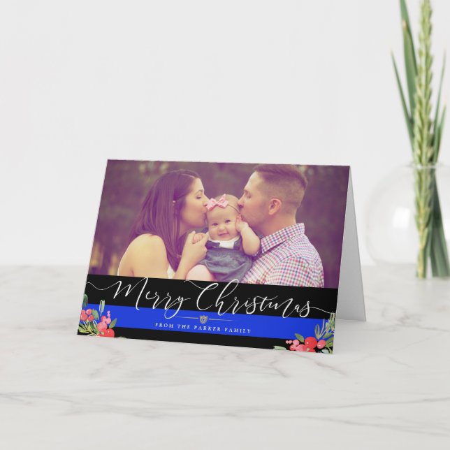 Police Officer Family | Christmas Holiday Photo Card (Front)