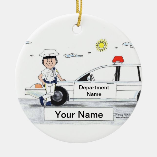 Police Officer - Female Ceramic Tree Decoration (Front)