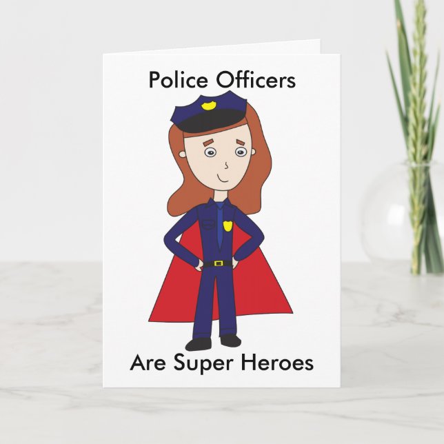 Police Officer Female Super Hero Personalise Thank You Card (Front)