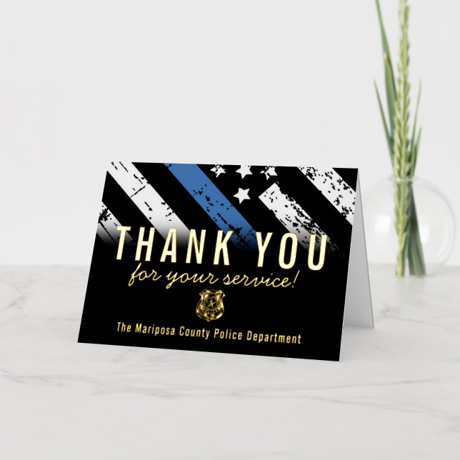 Police Officer Flag First Responder Thank You Foil Greeting Card (Front)