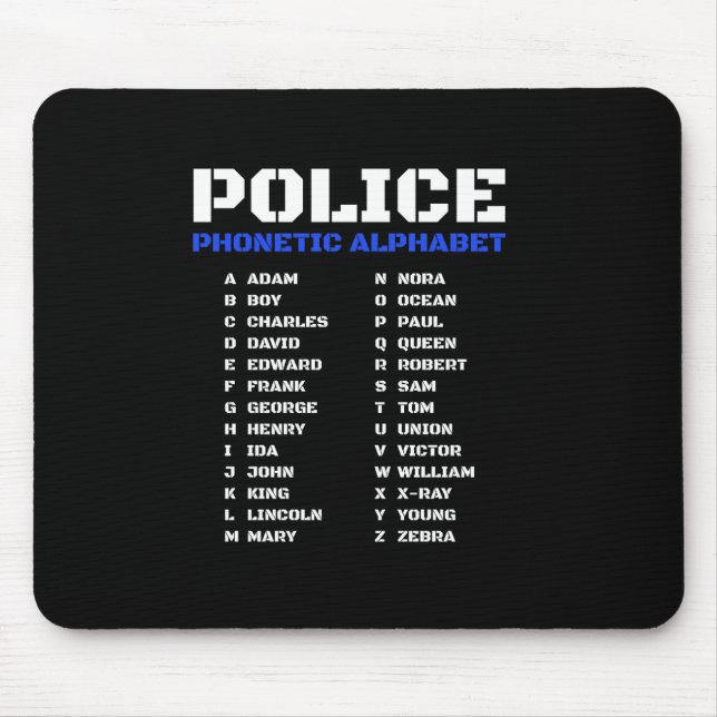 Police Officer Gift Phonetic Alphabet Mouse Mat (Front)