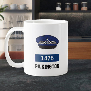 Police Officer Gift. UK Police Flat Cap Large Coffee Mug