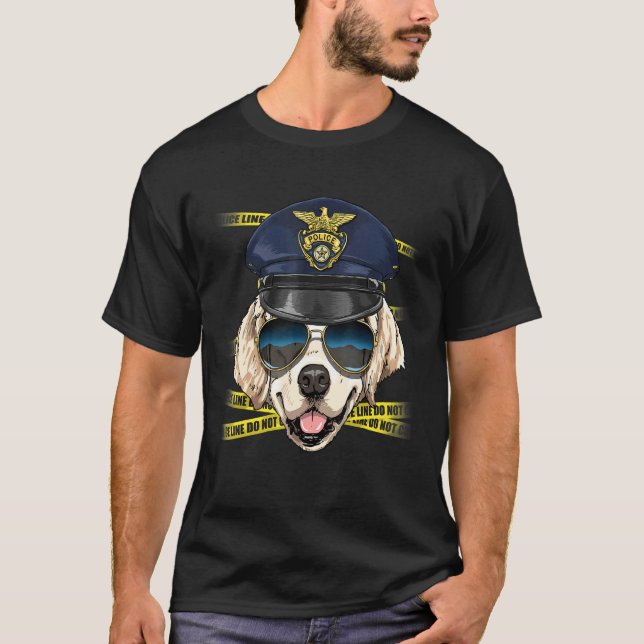 Police Officer Golden Retriever Cop Crime Scene K9 T-Shirt (Front)