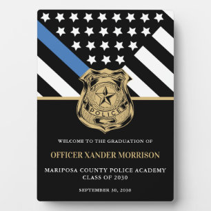 Police Officer Graduation Blue Line Flag Welcome Plaque