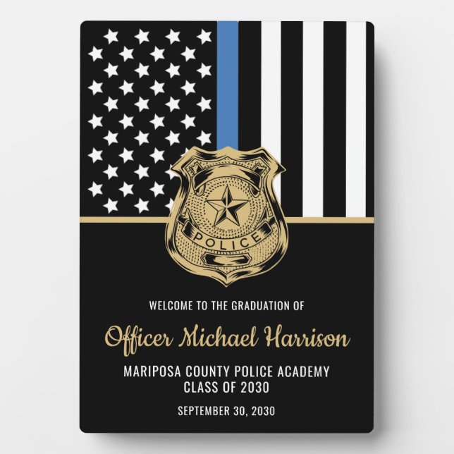 Police Officer Graduation Law Enforcement Academy Plaque (Front)