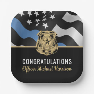 Police Officer Graduation Law Enforcement Flag Paper Plate