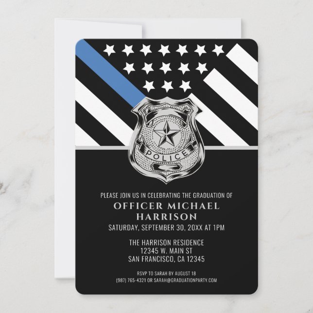 Police Officer Graduation Law Enforcement Invitation (Front)