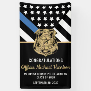 Police Officer Graduation Party Thin Blue Line Banner