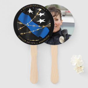 Police Officer Graduation Party Thin Blue Line Hand Fan
