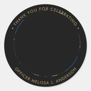 Police Officer Graduation Thin Blue Line Favour Classic Round Sticker