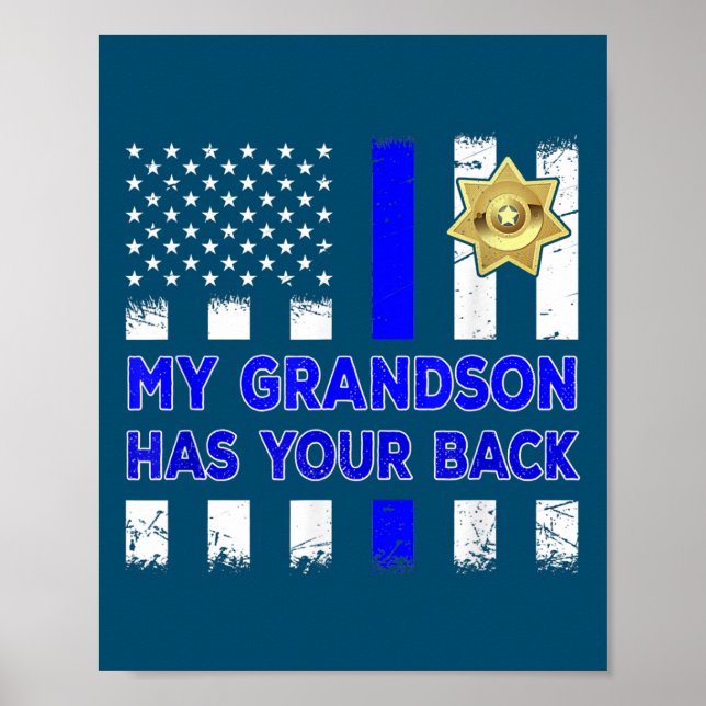 Police Officer Grandparents My Grandson Gift Poster (Front)
