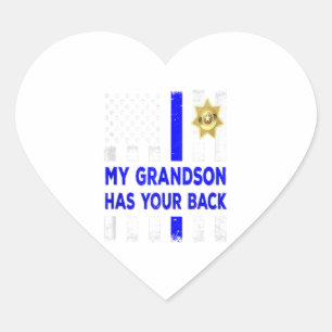Police Officer Grandparents My Grandson Has Gift Heart Sticker