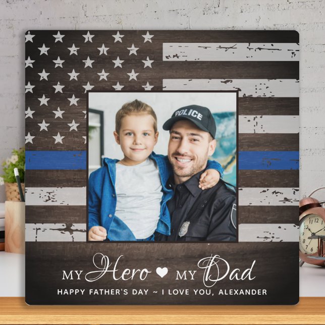 Police Officer Hero Dad Personalised Photo Plaque (Creator Uploaded)