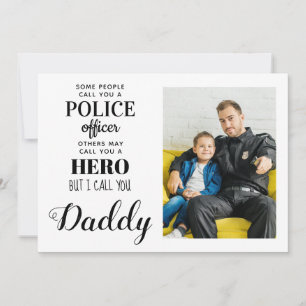 Police Officer Hero Daddy Fathers Day Photo Holiday Card