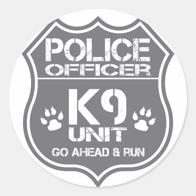 Police Officer K9 Unit Go Ahead Run Classic Round Sticker (Front)