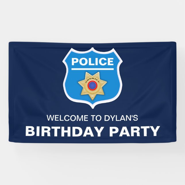 Police Officer Kids Birthday Party Banner (Horizontal)