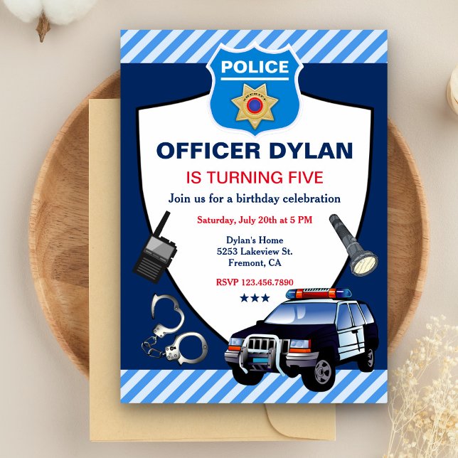 Police Officer Kids Birthday Party Invitation (Creator Uploaded)
