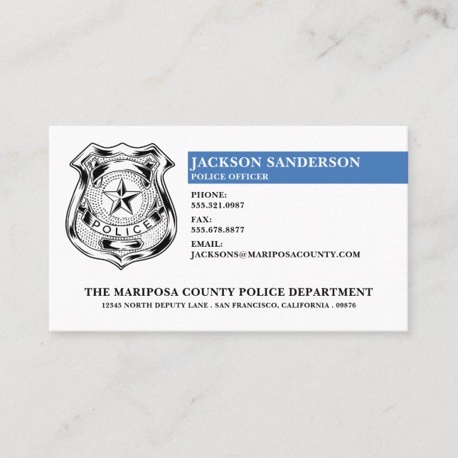 Police Officer Law Enforcement Department Logo Business Card (Front)