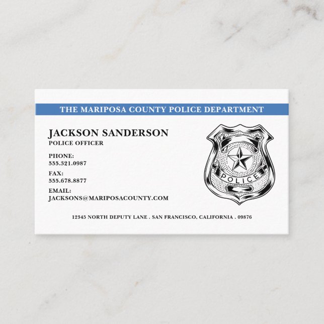 Police Officer Law Enforcement Department Logo Business Card (Front)