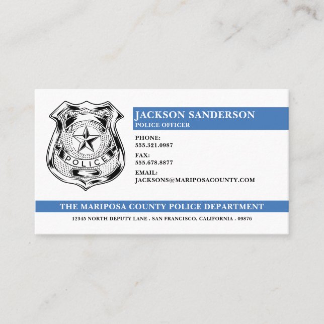Police Officer Law Enforcement Department Logo Business Card (Front)