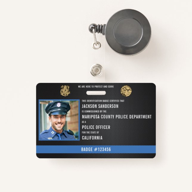Police Officer Law Enforcement Employee Photo ID ID Badge (Front with Retractable)