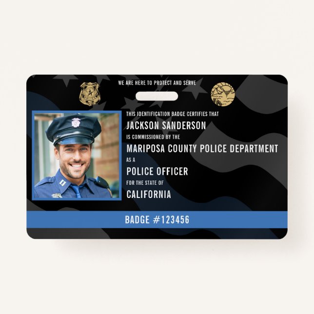 Police Officer Law Enforcement Employee Photo ID ID Badge (Front)