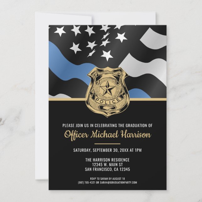 Police Officer Law Enforcement Graduation Party Invitation (Front)