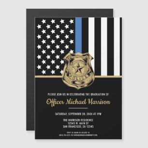 Police Officer Law Enforcement Graduation Party Magnetic Invitation