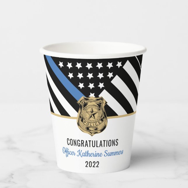 Police Officer Law Enforcement Graduation Party Paper Cups (Front)
