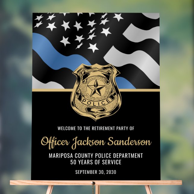 Police Officer Law Enforcement Retirement Welcome Acrylic Sign (Neutral)