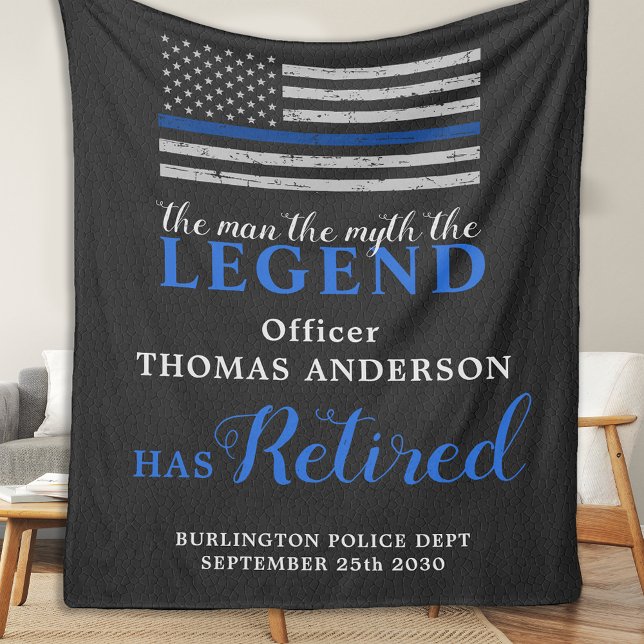 Police Officer Legend Thin Blue Line Retirement Fleece Blanket (Creator Uploaded)