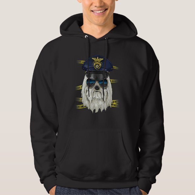 Police Officer Maltese Cop Crime Scene K9 Maltese  Hoodie (Front)