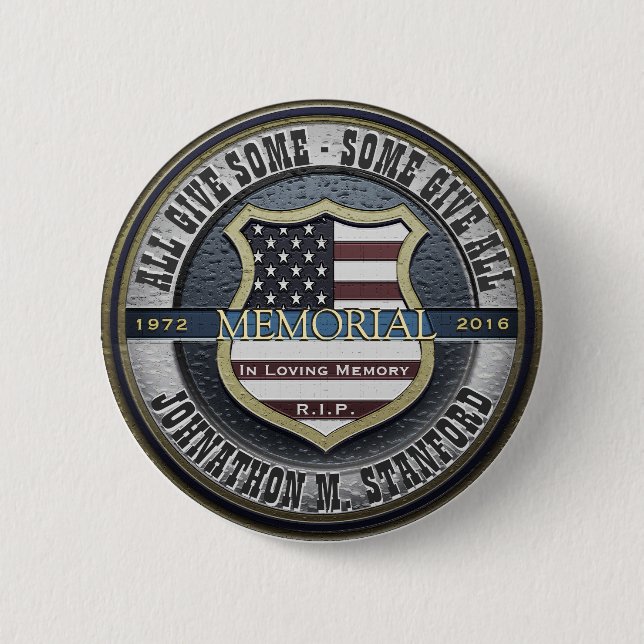 Police Officer Memorial 6 Cm Round Badge (Front)