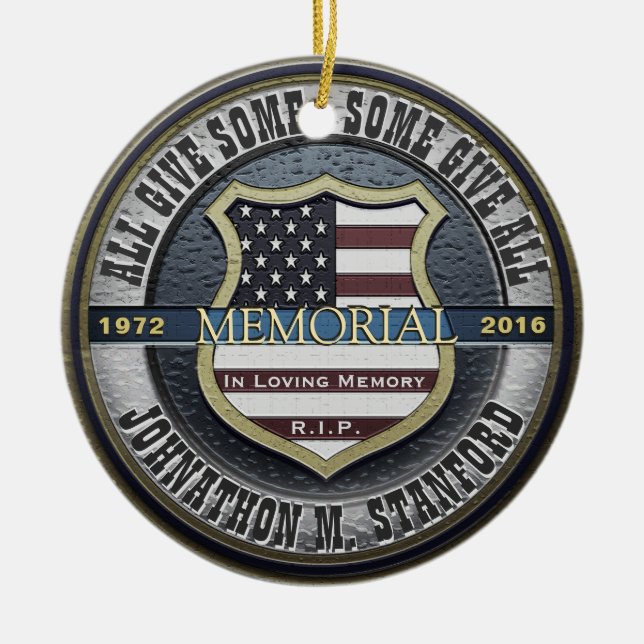Police Officer Memorial Ceramic Tree Decoration (Front)