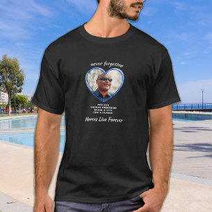 Police Officer Memorial EOW Custom Heart Photo T-Shirt