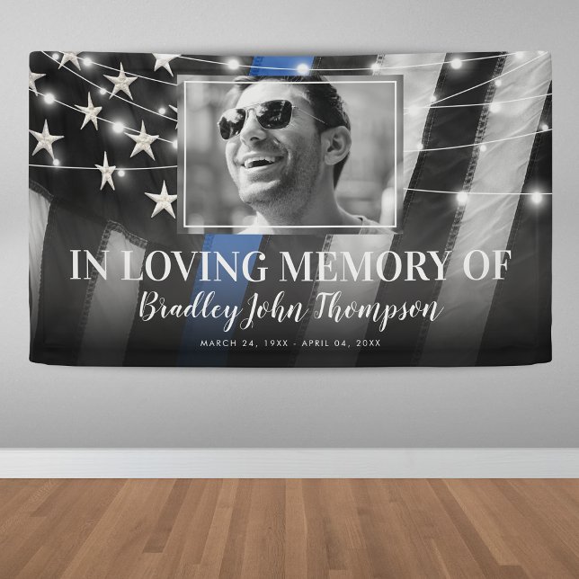 Police Officer Memorial | Thin Blue Line Banner (Creator Uploaded)