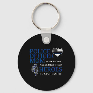 Police Officer Mum - Thin Blue Line Family Key Ring