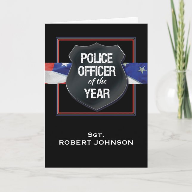 Police Officer of the Year Congrats Custom Name Card (Front)